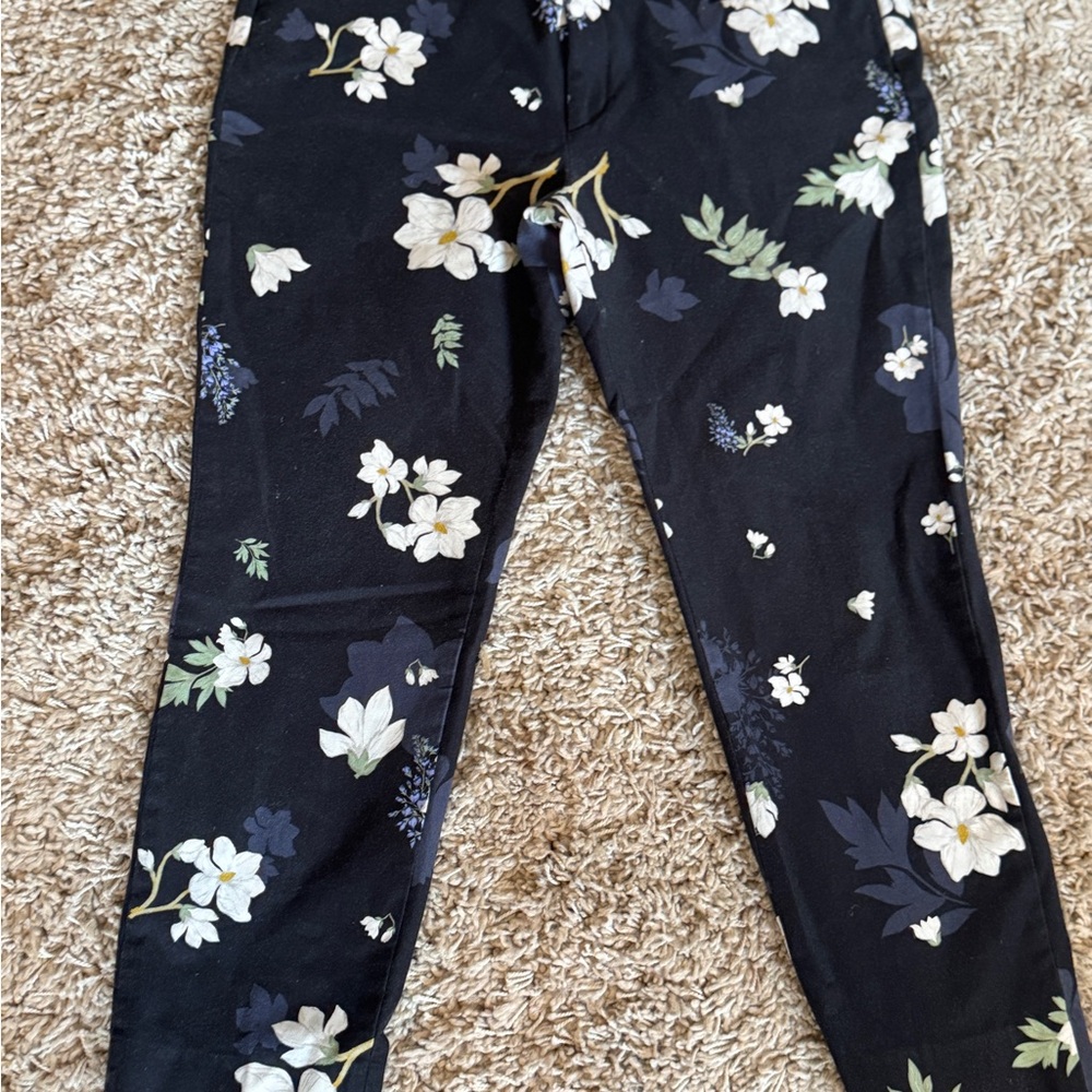 Banana Republic Black Floral Pants Sloan fit